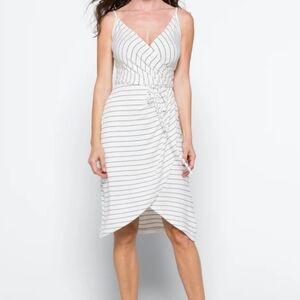 NWOT Market & Spruce White Black Striped Wrap Sleeveless Dress